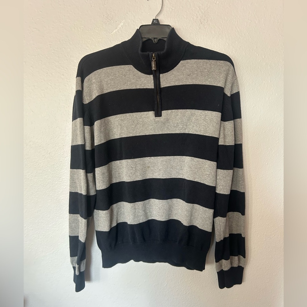 Arbor Way gray and navy blue striped Sweater XXL